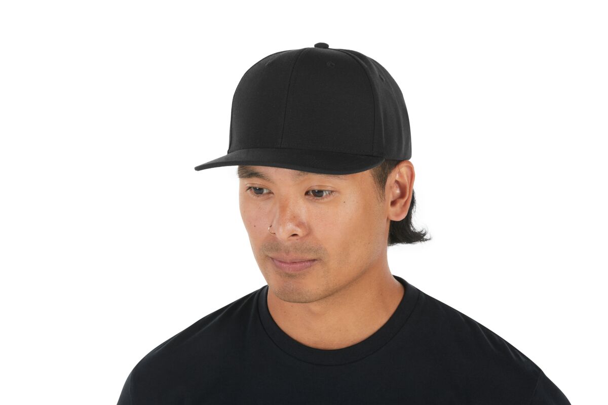 recycled-poly-classic-6-panel-hat-x2 WebPDP-HAT001002_Recycled_Poly_Classic_6Panel_Hat_Black_Studio_Harper_Studios_0723_Side_2__HAT001002OS.jpg