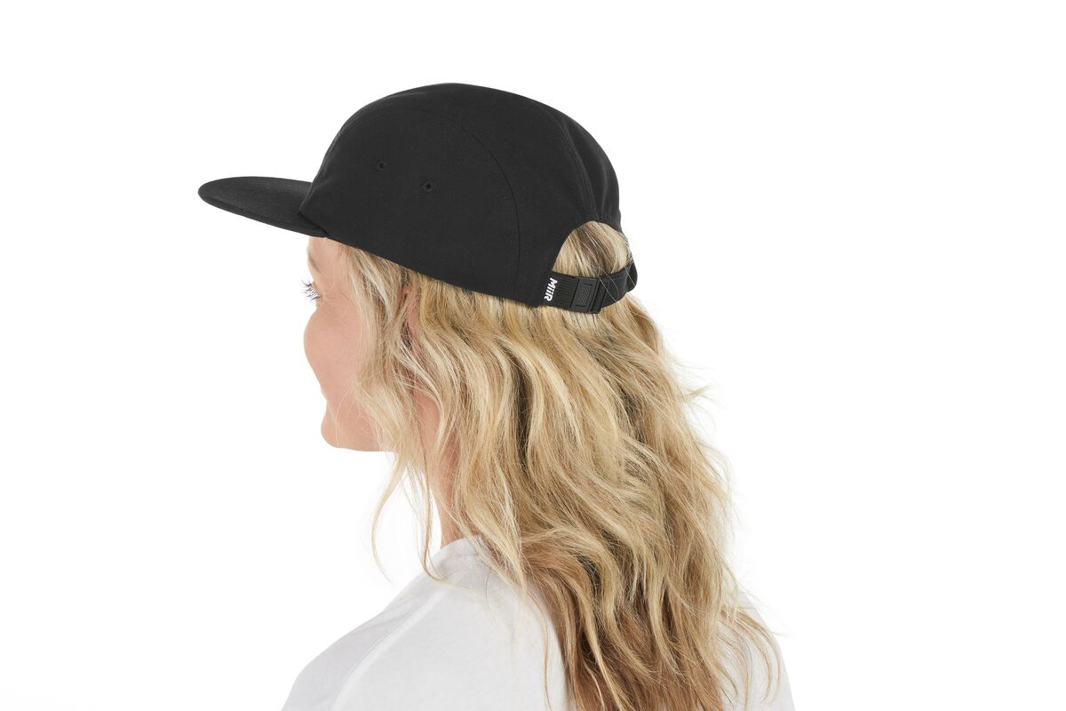 recycled-poly-flat-brim-5-panel-hat-t6 WebPDP-HAT003002_Recycled_Poly_Flat_Brim_5Panel_Hat_Black_Studio_Harper_Studios_0723_Side_2__HAT003002OS.jpg